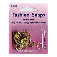 Hemline Ring Top Snap On Press Fasteners Kit with Tool Gold