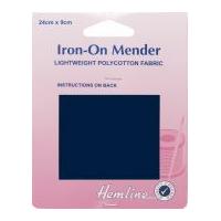 Hemline Polycotton Iron On Repair Mending Fabric 24cm x 90mm Navy