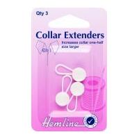 Hemline Collar Extender Expander Buttons White