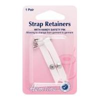 Hemline Shoulder Strap Retainers with Safety Pin White