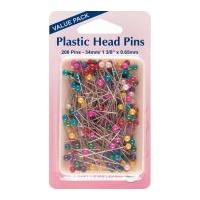 Hemline Plastic Coloured Head Sewing Pins Value Pack 34mm