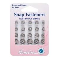 Hemline Sew On Metal Press Snap Fasteners Nickel/Silver