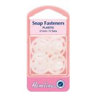 Hemline Sew On Plastic Press Snap Fasteners Clear/White