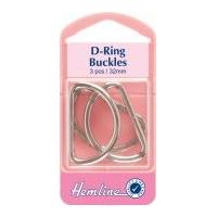 Hemline Metal D Rings Nickel Silver