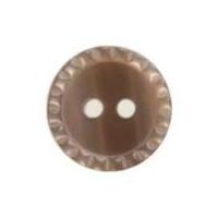 hemline round shirt buttons with crimped edging 15mm brown