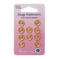 Hemline Sew On Metal Press Snap Fasteners Gold