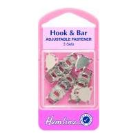 Hemline Adjustable Hook & Bar Fasteners Silver