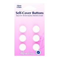 Hemline Nylon Plastic Self Cover Buttons 15mm White