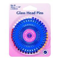 Hemline Glass Coloured Head Sewing Pins 34mm