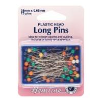 Hemline Plastic Coloured Head Extra Long Sewing Pins 38mm