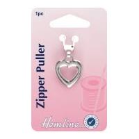 Hemline Replacement Zip Fastener Puller Heart Silver