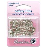 Hemline Safety Pins Assorted - Nickel plated - 32pcs 375179