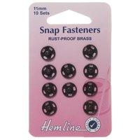 hemline sew on snap fasteners black 11mm 375245