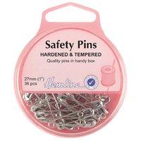 Hemline Safety Pins 27mm - Nickel - 36pcs 375235