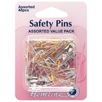 Hemline Safety Pins Assorted Value Pack - 48pcs 375183