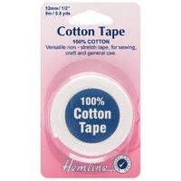 hemline cotton tape white 5m x 12mm 375441