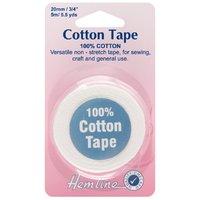 Hemline Cotton Tape White - 5m x 20mm 375443