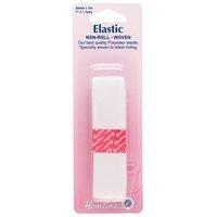 Hemline Woven Non Roll Elastic White - 1m x 25mm 375473