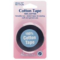 Hemline Cotton Tape Black - 5m x 20mm 375477