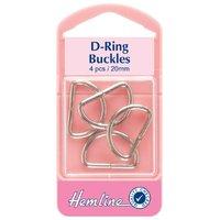 Hemline D Rings Nickel - 20mm - 4pcs 375250