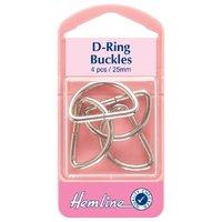 Hemline D Rings Nickel - 25mm - 4pcs 375251