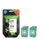 hewlett packard hp 343 tri colour inkjet print cartridge 2 pack with