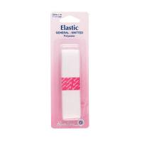 Hemline Knitted Polyester Elastic White 25 mm x 1mtr