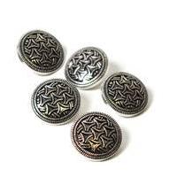 Hemline Silver Metal Patterned Button 5 Pack