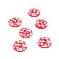 Hemline Red Novelty Patterned Button 6 Pack