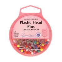 Hemline Plastic Headed Pins 75 Pack