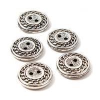 hemline silver metal patterened button 5 pack