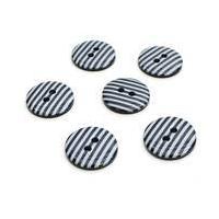 Hemline Black Novelty Stripey Button 6 Pack