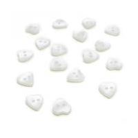 Hemline White Basic Hearts Button 17 Pack
