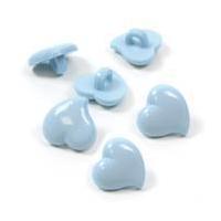 Hemline Baby Blue Novelty Hearts Button 6 Pack