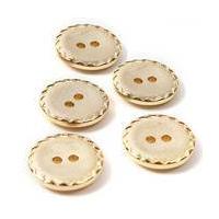 Hemline Gold Metal Patterned Button 5 Pack