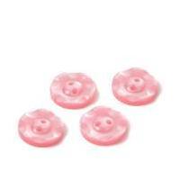 Hemline Pink Basic Scalloped Edge Button 4 Pack