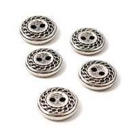 hemline silver metal patterened button 5 pack