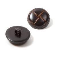 Hemline Brown Novelty Faux Leather Button 2 Pack