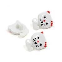 Hemline White Novelty Cat Button 3 Pack