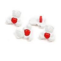 Hemline White Novelty Lovebear Button 4 Pack