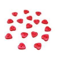 Hemline Red Basic Hearts Button 17 Pack