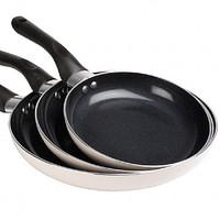 healthy non stick ceramic pan set of 3 suitable for all hobs colour 