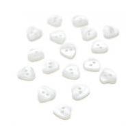 hemline white basic hearts button 17 pack