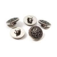 hemline silver metal patterned button 5 pack