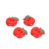 Hemline Red Novelty Apple Button 4 Pack