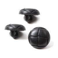 Hemline Black Novelty Faux Leather Button 3 Pack