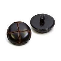 Hemline Brown Novelty Faux Leather Button 2 Pack