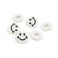 Hemline White Novelty Smiling Face Button 6 Pack