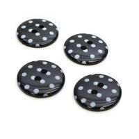 Hemline Black Novelty Spotty Button 4 Pack