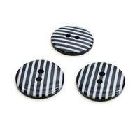 hemline black novelty stripey button 3 pack